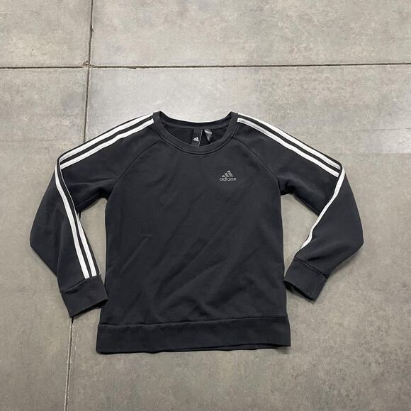 adidas Other - Adidas Sweatshirt Youth Small 8-10 Black 3-Stripes Crewneck Raglan Pullover